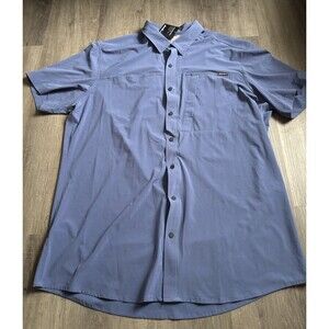 Eddie Bauer Shirt Mens XL Blue Short Sleeve Vented Fishing Outdoor Button Up